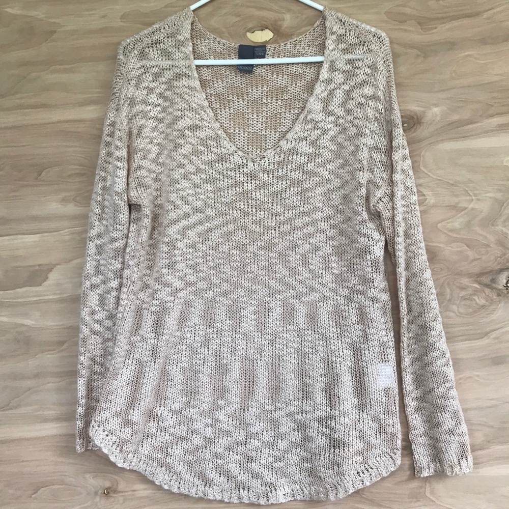 Francesca’s Cream / taupe sheer sweater